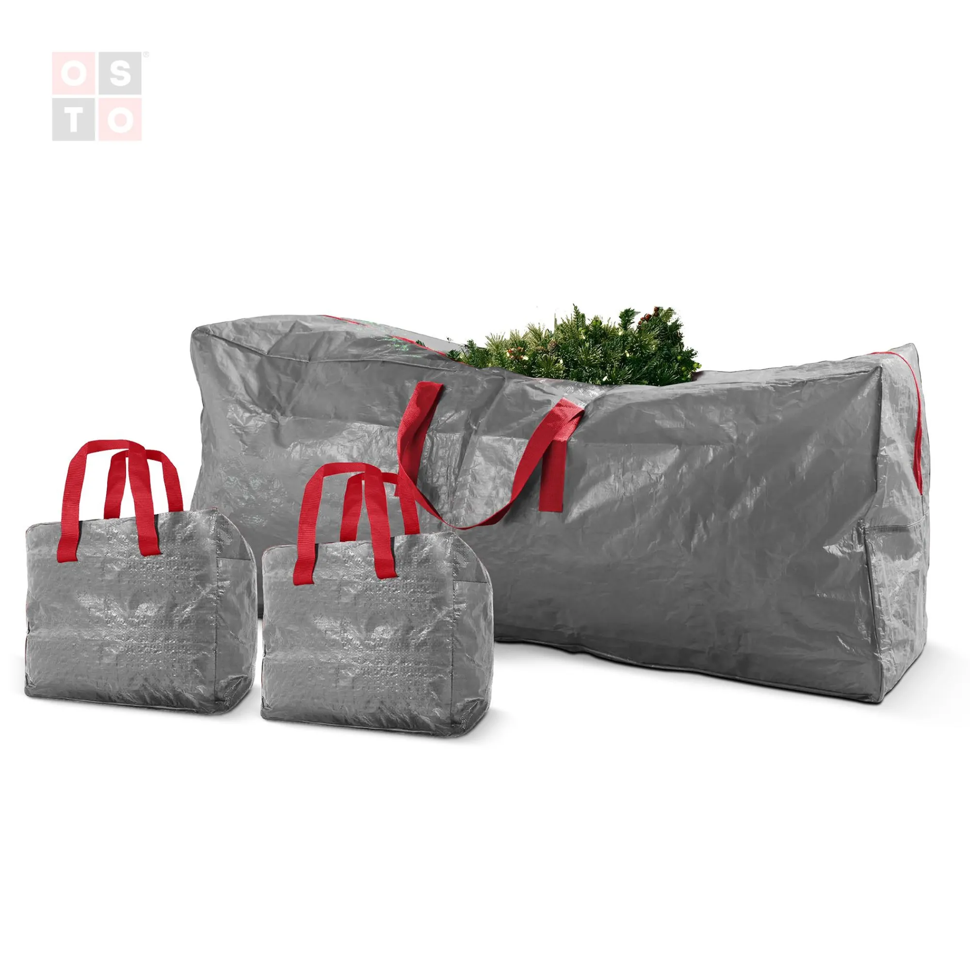 osto Tree Storage-Set Of 3 Gray Waterproof Garland And Christmas Tree Storage Bags 65"