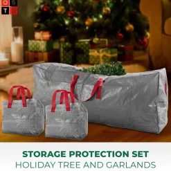 osto Tree Storage-Set Of 3 Gray Waterproof Garland And Christmas Tree Storage Bags 65"