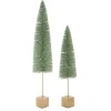 Contemporary Home Living Unlit-Set Of 6 Green Plastic Tree With Brown Wood Base (2 Asst) 18"
