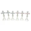 Roman Stars-Set Of 6 Ivory And Green God Bless Baby's First Christmas Cross Tree Toppers 9"