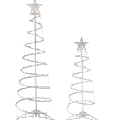 Northlight Spiral-Set Of 2 Lighted Clear Outdoor Spiral Christmas Cone Trees 4', 6'