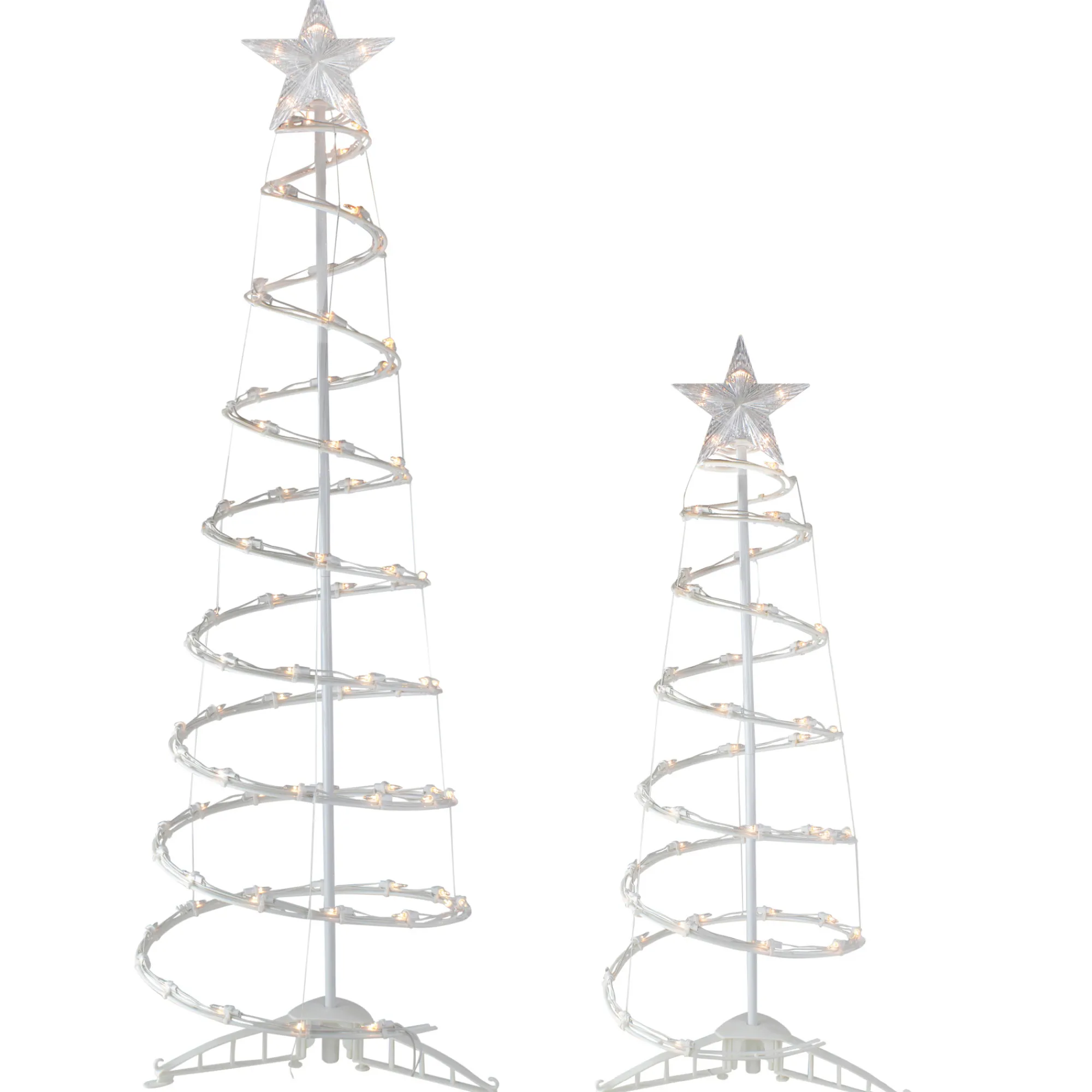 Northlight Spiral-Set Of 2 Lighted Clear Outdoor Spiral Christmas Cone Trees 4', 6'