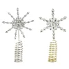 Contemporary Home Living Snowflake-Set Of 12 Lighted Led Contemporary Jeweled Snowflake Christmas Tree Toppers - White Lights, 8.5"