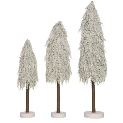 Contemporary Home Living Unlit-Set Of 3 Off-White Artificial Christmas Winter Wonderland Trees 2' - Unlit
