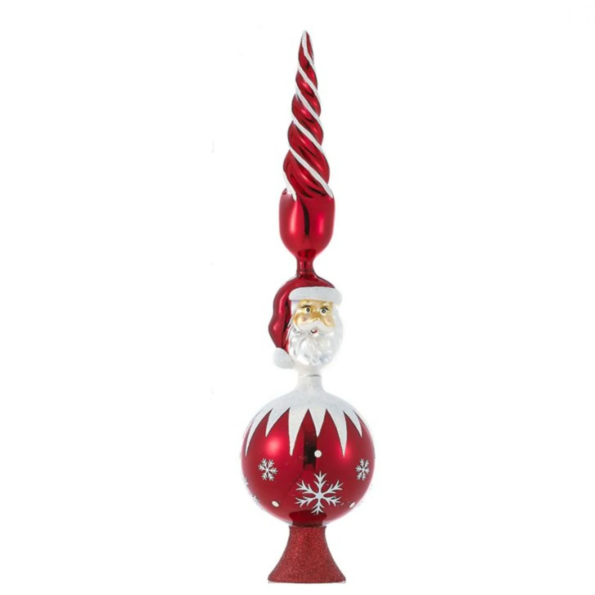 CC Christmas Decor Santa Claus-Set Of 3 Red And White Christmas Celebration Santa Claus Tree Toppers 15.75"