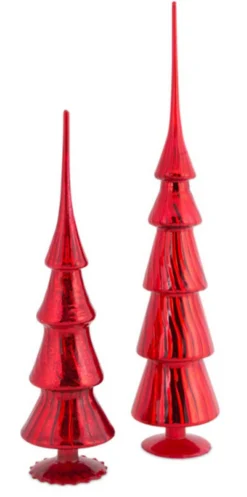 Diva At Home Finials-Set Of 2 Shining Red Glass Finial Christmas Tree Toppers 20.5"