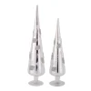 Melrose Finials-Set Of 2 Silver Pine Cone Glass Finial Christmas Tree Toppers 17.75"
