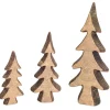 Diva At Home Unlit-Set Of 3 Wooden Brown And Beige Foam Decorative Christmas Trees 29"