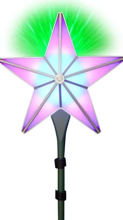 BlissLights Stars-Shining Star Christmas Tree Topper - Multicolored Led Light Show, Indoor Holiday Projector Lighting (Silver Trim, Green Stars)
