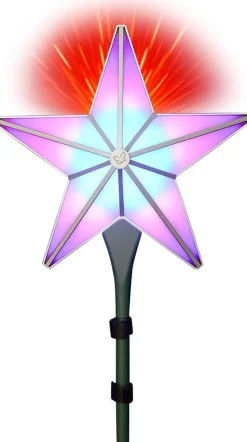 BlissLights Stars-Shining Star Christmas Tree Topper - Multicolored Led Light Show, Indoor Holiday Projector Lighting (Silver Trim, Red Stars)