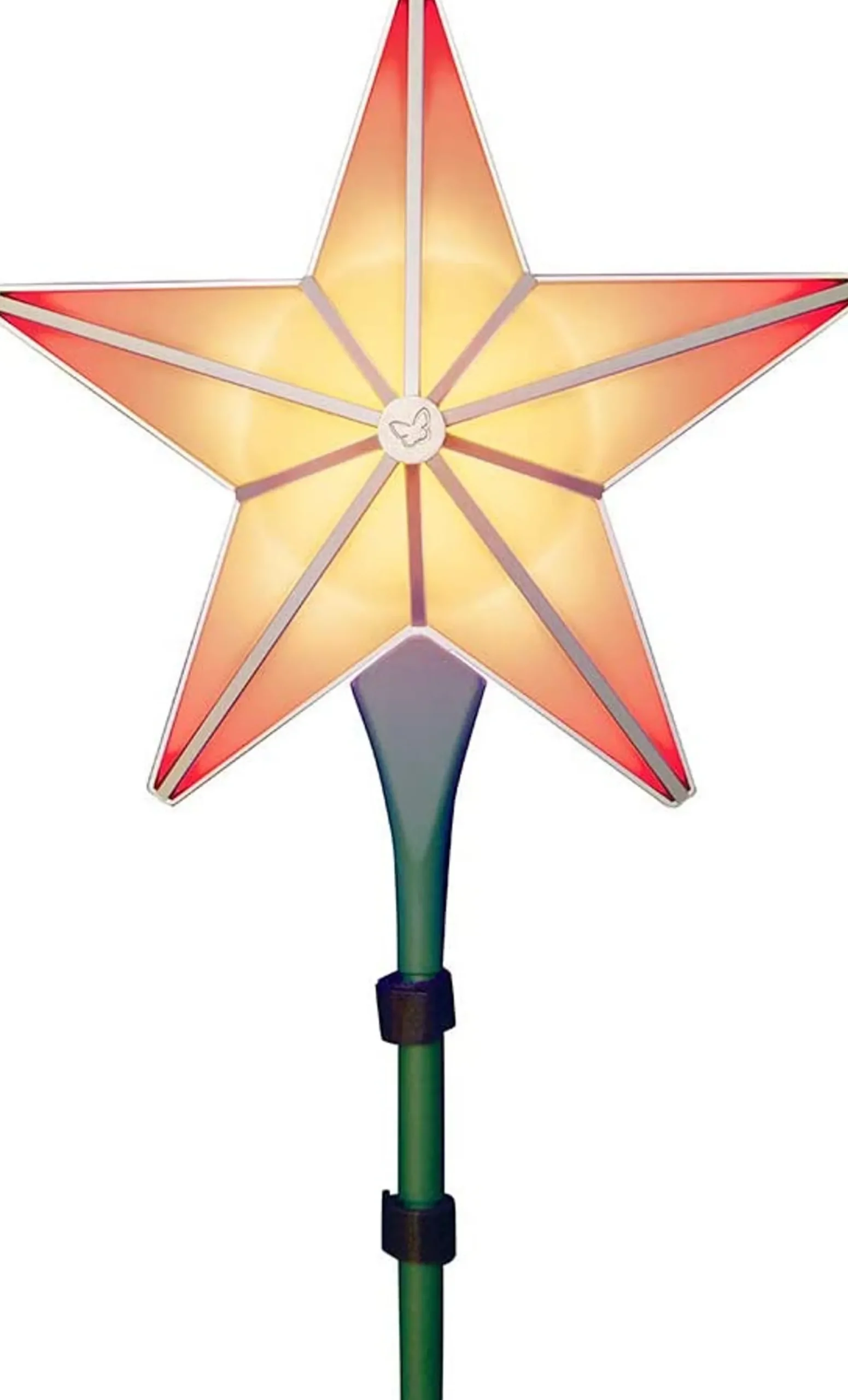 BlissLights Stars-Shining Star Christmas Tree Topper - Multicolored Led Light Show, Indoor Holiday Projector Lighting (Gold Trim, Red Stars)