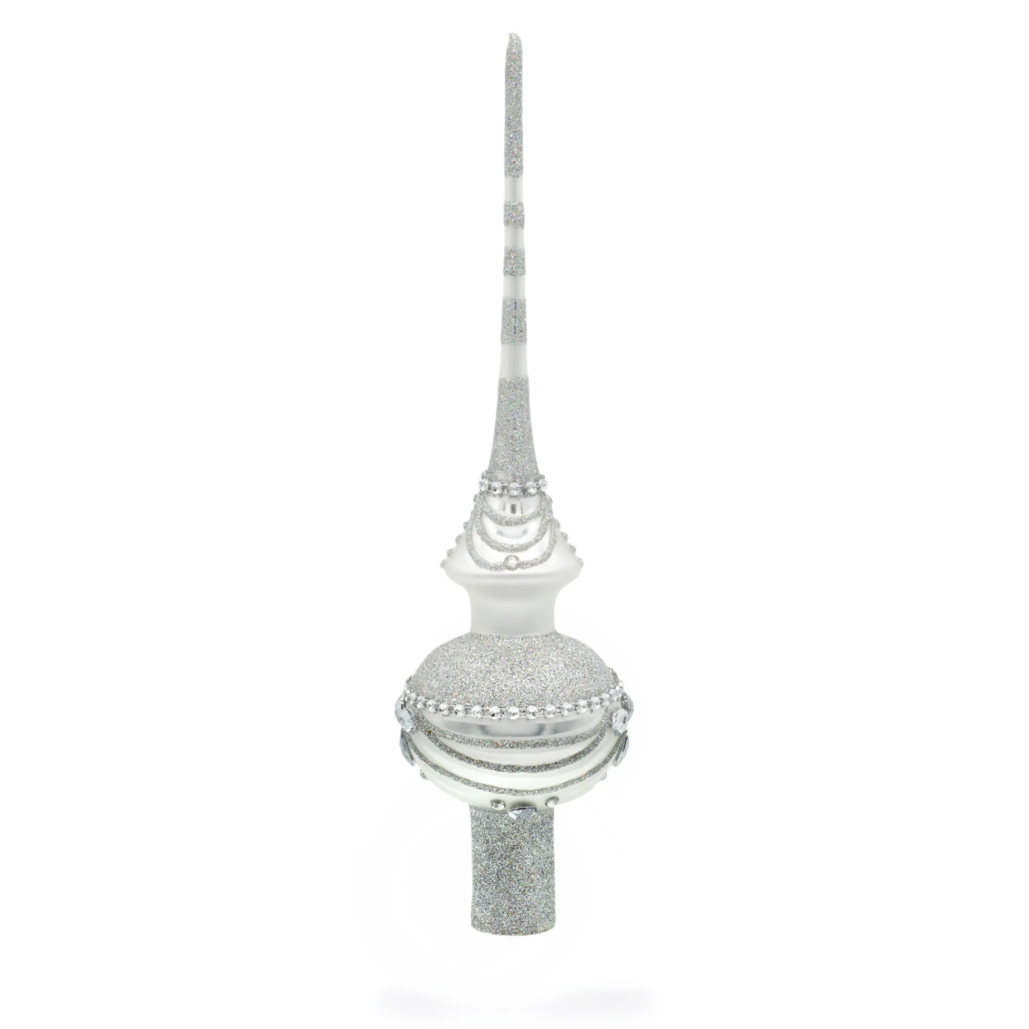 BESTPYSANKY Snowflake-Shiny Silver Glass Christmas Tree Topper 11 Inches