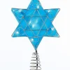Kurt Adler Finials-Silver And Blue Shimmer Star Of David Light Up Jewish Tree Topper Hanukkah