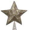Kurt Adler Finials-Silver And Gold Glitter Star With Gold Chips And Beads Christmas Tree Topper
