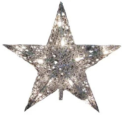 Kurt Adler Finials-Silver Wire 5 Point Star Lighted Christmas Tree Topper Decoration 9 Inch Ul0131S