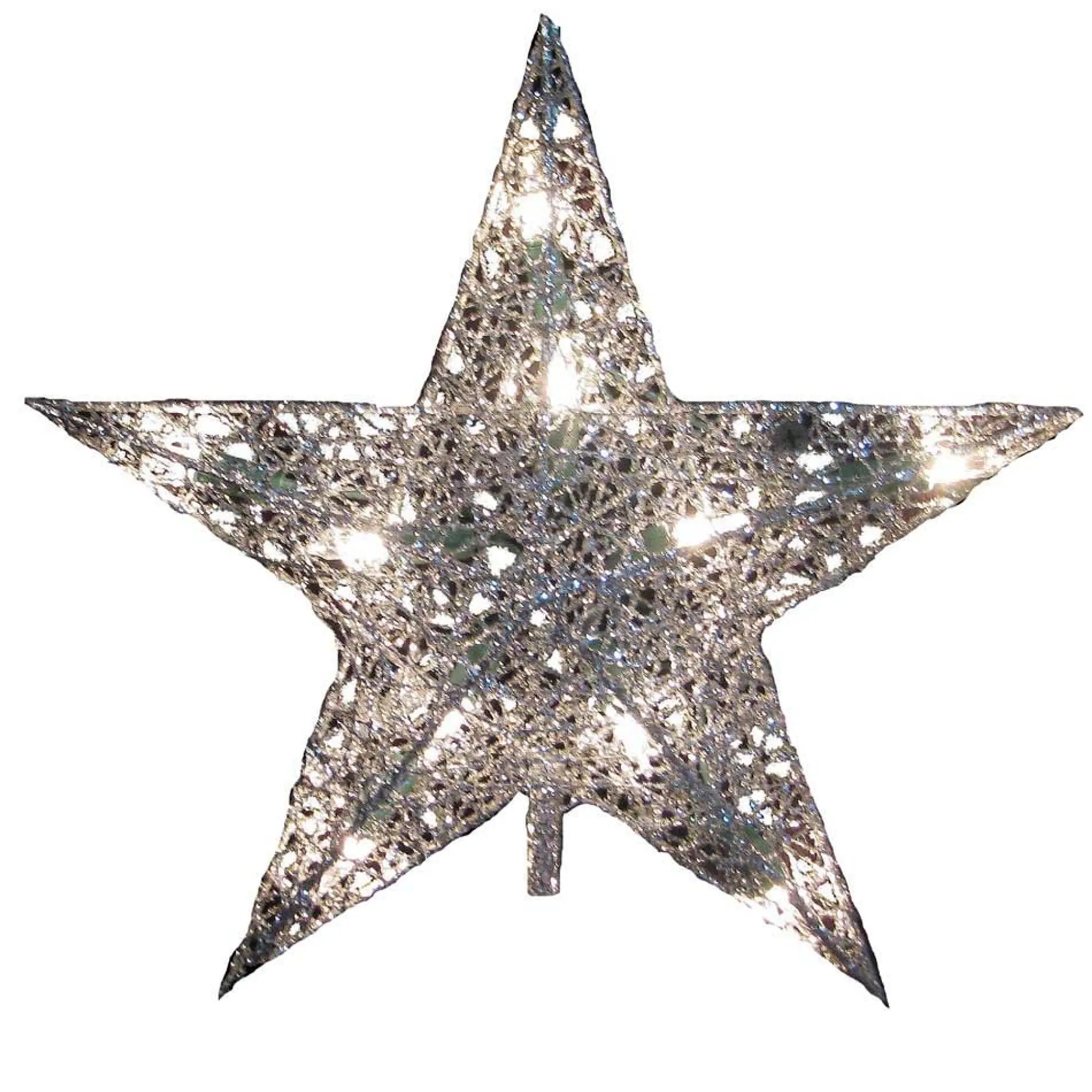Kurt Adler Finials-Silver Wire 5 Point Star Lighted Christmas Tree Topper Decoration 9 Inch Ul0131S
