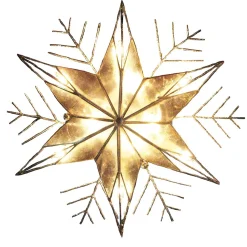 Kurt Adler Finials-Silver Wire Glitter Snowflake Capiz Light Up Christmas Tree Topper