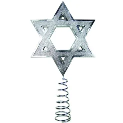 Home and Holiday Shops Finials-Sparkling Silver Hanukkah Star Of David Holiday Tree Topper Jewish Decoration