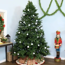 Sunnydaze Decor Unlit-Sunnydaze Indoor Artificial Unlit Majestic Pine Full Christmas Tree With Metal Stand And Hinged Branches - 8' - Green