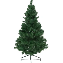 Sunnydaze Decor Unlit-Sunnydaze Indoor Artificial Unlit Canadian Pine Full Christmas Tree With Metal Stand And Hinged Branches - 4' - Green