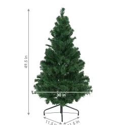 Sunnydaze Decor Unlit-Sunnydaze Indoor Artificial Unlit Canadian Pine Full Christmas Tree With Metal Stand And Hinged Branches - 4' - Green