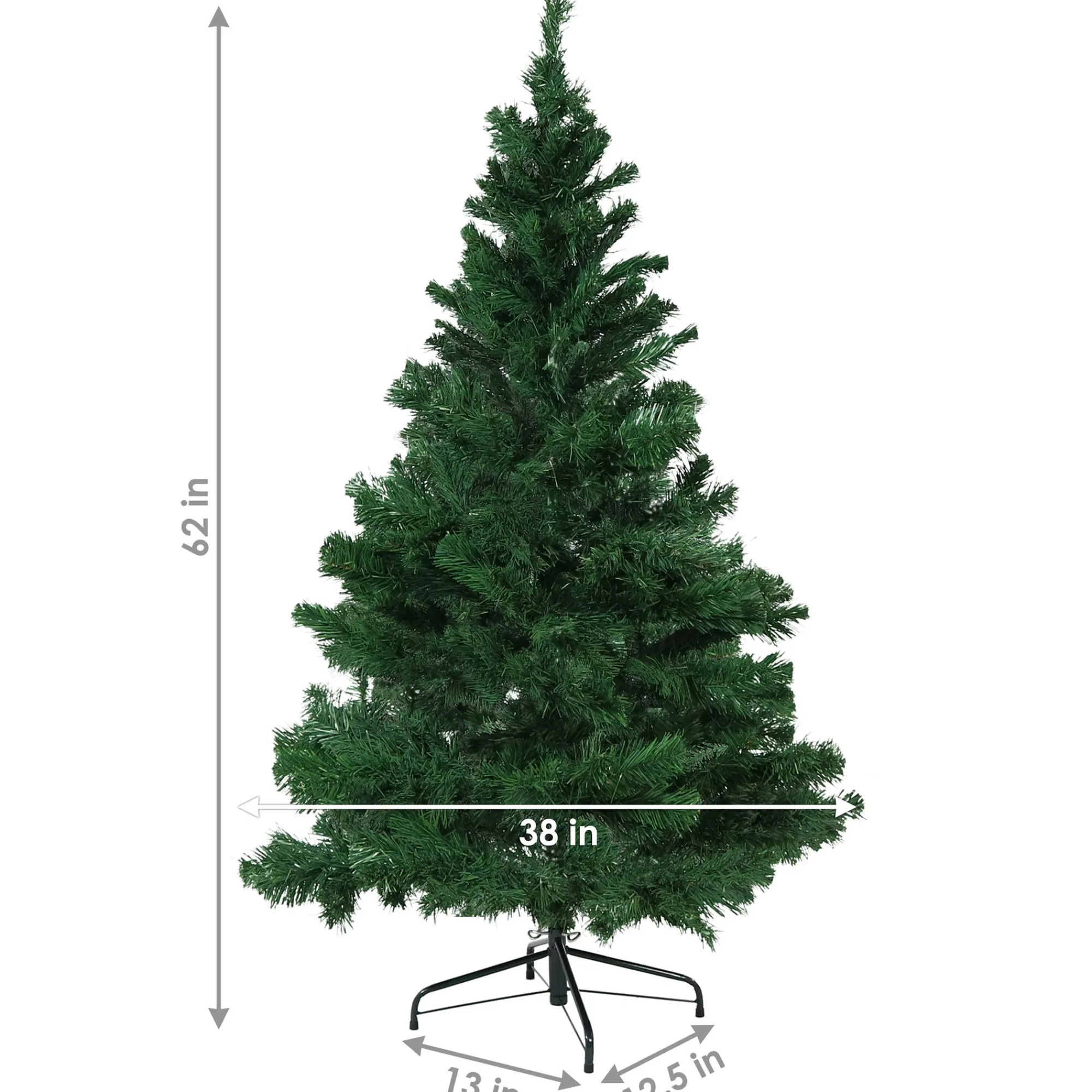 Sunnydaze Decor Unlit-Sunnydaze Indoor Artificial Unlit Canadian Pine Full Christmas Tree With Metal Stand And Hinged Branches - 5' - Green