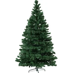Sunnydaze Decor Unlit-Sunnydaze Indoor Artificial Unlit Canadian Pine Full Christmas Tree With Metal Stand And Hinged Branches - 7' - Green