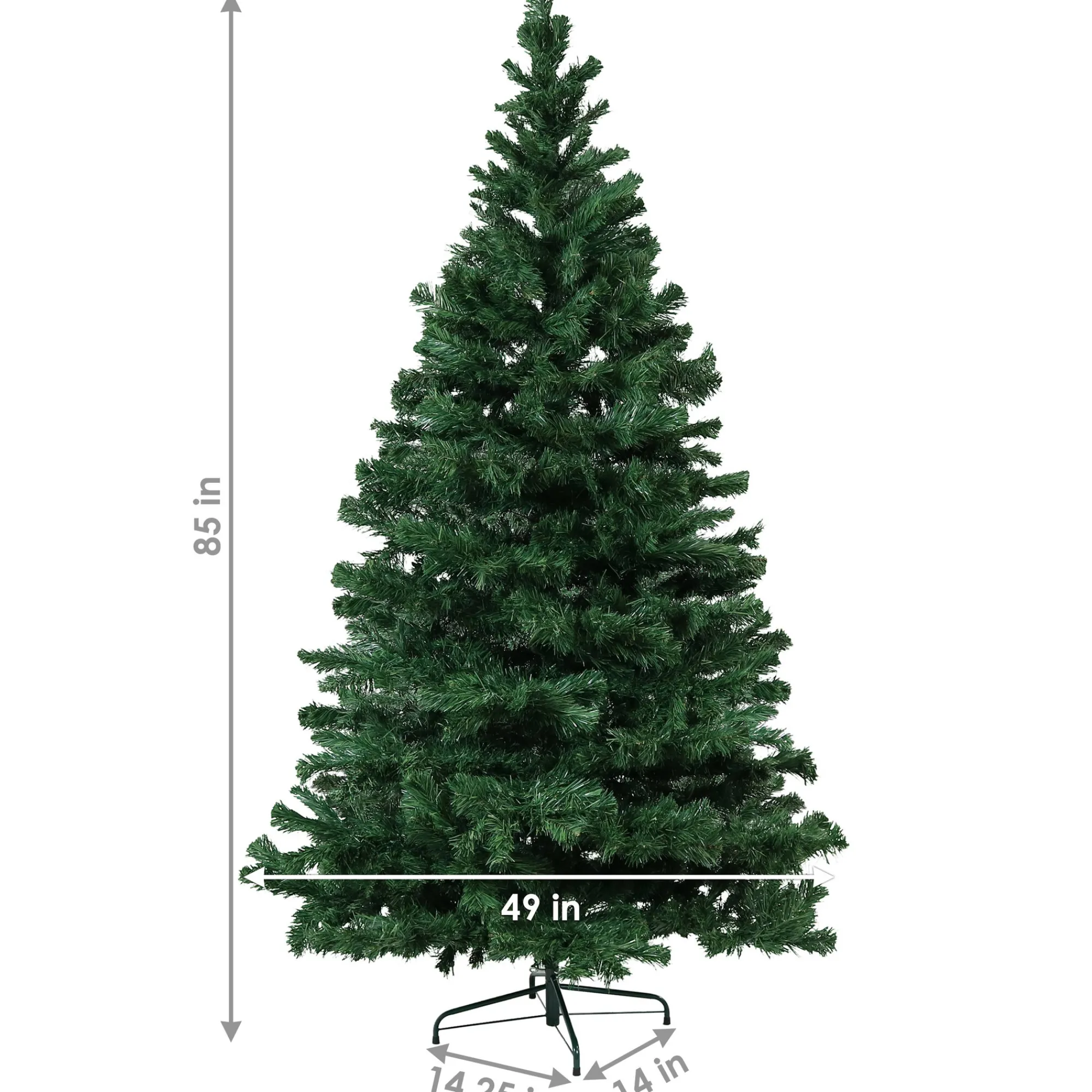 Sunnydaze Decor Unlit-Sunnydaze Indoor Artificial Unlit Canadian Pine Full Christmas Tree With Metal Stand And Hinged Branches - 7' - Green