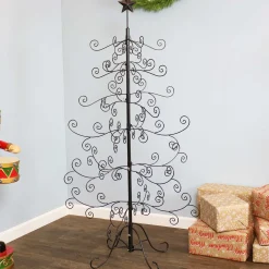 Sunnydaze Decor Unlit-Sunnydaze Indoor Metal Noelle Christmas Holiday Ornament Craft Bauble Tree Holder Display - 60" - Black
