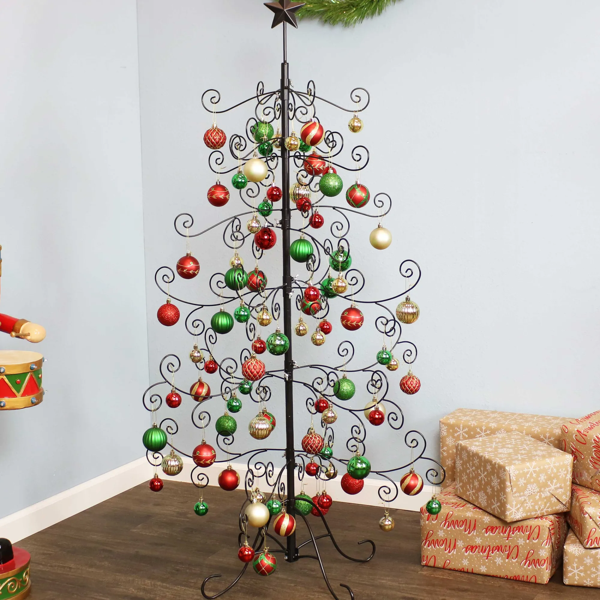 Sunnydaze Decor Unlit-Sunnydaze Indoor Metal Noelle Christmas Holiday Ornament Craft Bauble Tree Holder Display - 60" - Black