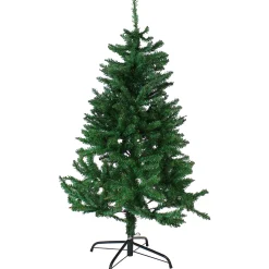 Sunnydaze Decor Unlit-Sunnydaze Indoor Unlit Faux Tannenbaum Slim Evergreen Christmas Tree With Hinged Branches - 4' - Green