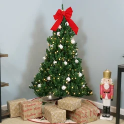 Sunnydaze Decor Unlit-Sunnydaze Indoor Unlit Faux Tannenbaum Slim Holiday Evergreen Christmas Tree With Hinged Branches - 5' - Green