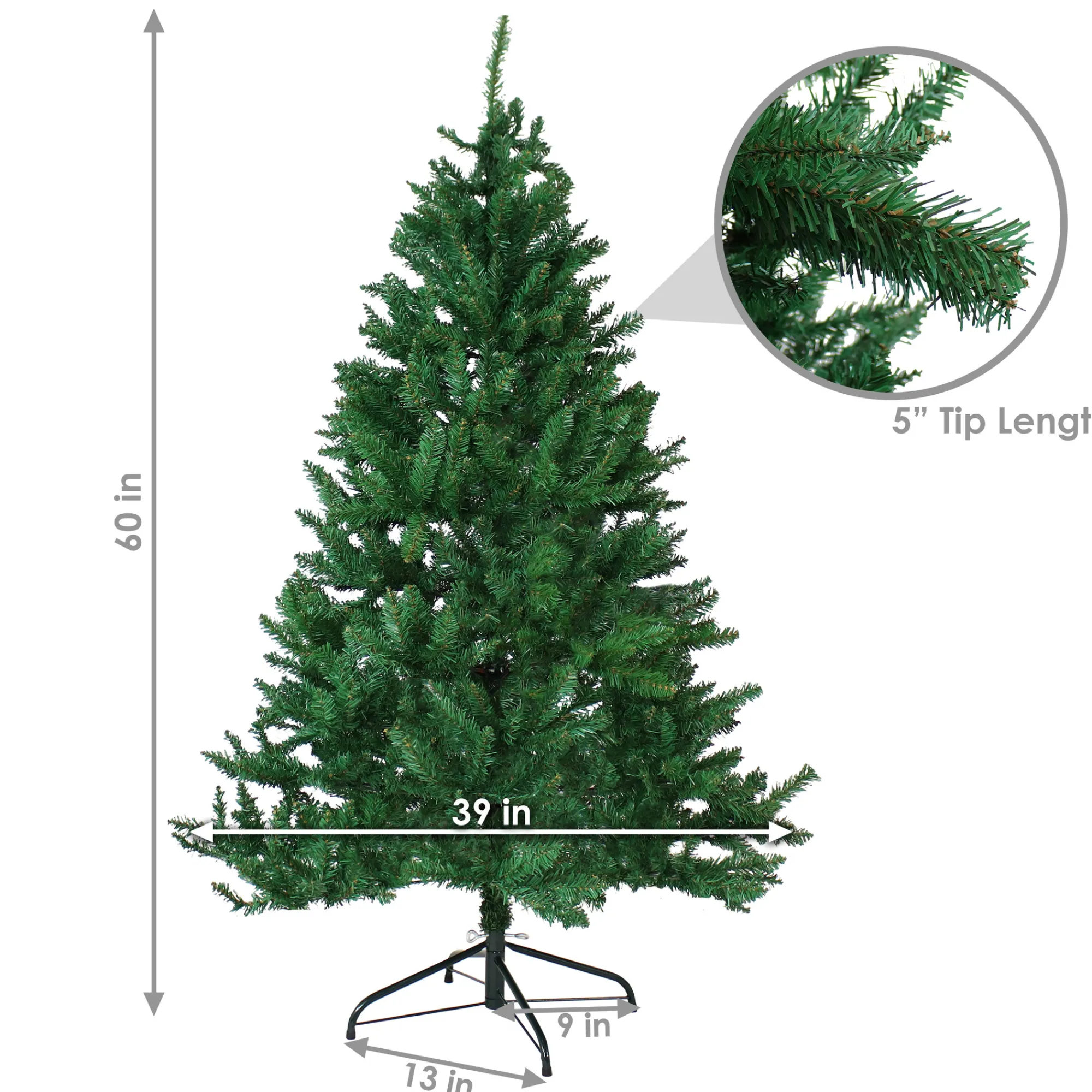 Sunnydaze Decor Unlit-Sunnydaze Indoor Unlit Faux Tannenbaum Slim Holiday Evergreen Christmas Tree With Hinged Branches - 5' - Green