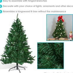 Sunnydaze Decor Unlit-Sunnydaze Indoor Unlit Faux Tannenbaum Slim Holiday Evergreen Christmas Tree With Hinged Branches - 5' - Green