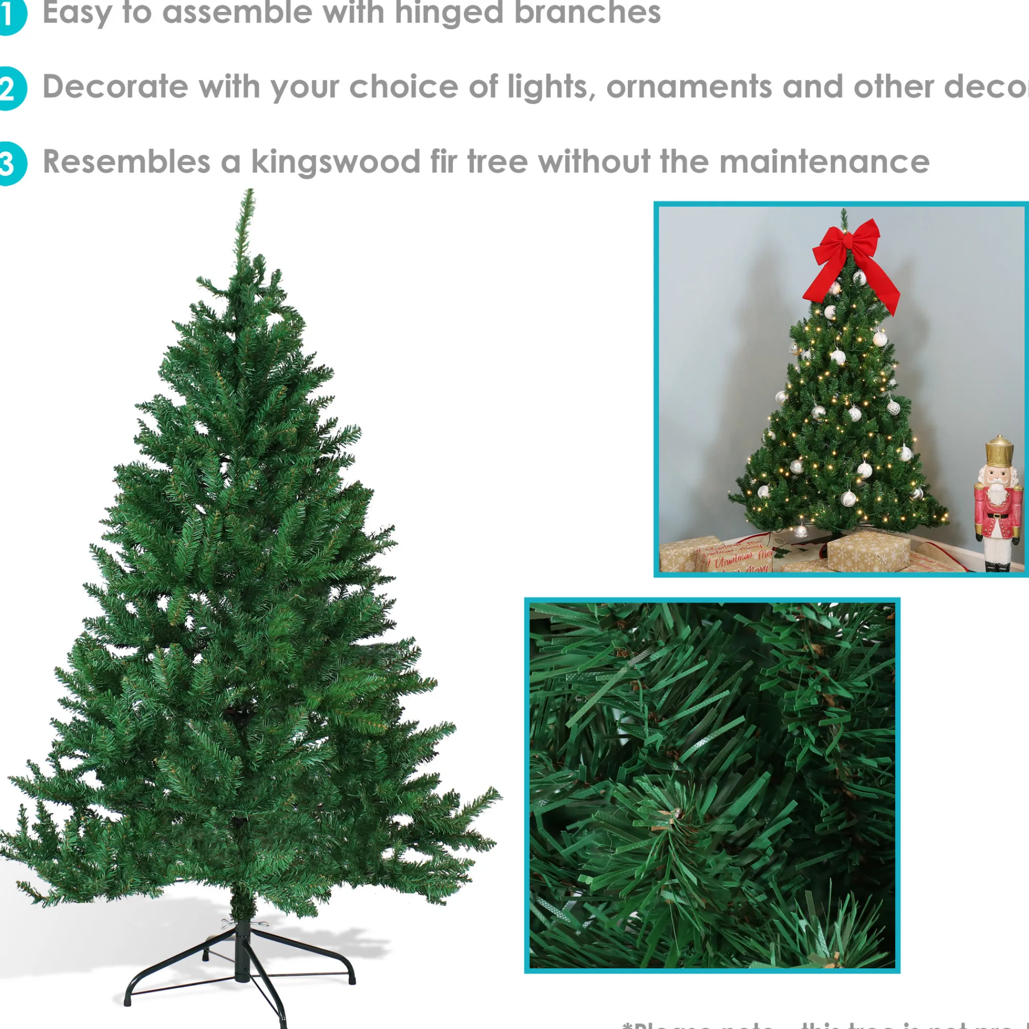 Sunnydaze Decor Unlit-Sunnydaze Indoor Unlit Faux Tannenbaum Slim Holiday Evergreen Christmas Tree With Hinged Branches - 5' - Green