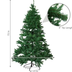 Sunnydaze Decor Unlit-Sunnydaze Indoor Unlit Faux Tannenbaum Slim Holiday Evergreen Christmas Tree With Hinged Branches - 6' - Green