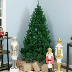 Sunnydaze Decor Unlit-Sunnydaze Indoor Unlit Faux Tannenbaum Slim Holiday Evergreen Christmas Tree With Hinged Branches - 6' - Green