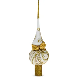 BESTPYSANKY Snowflake-Twisted Rope On White Glass Christmas Tree Topper 11 Inches
