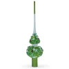 BESTPYSANKY Snowflake-White Roses Glass Christmas Tree Topper 11 Inches