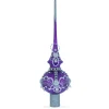 BESTPYSANKY Finials-White Roses On Purple Glass Christmas Tree Topper 11 Inches